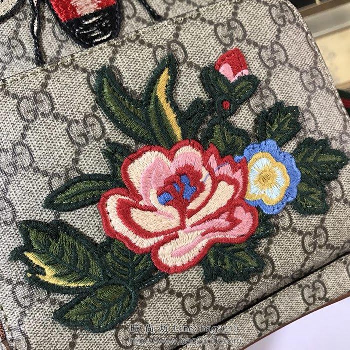 GUCCI 古馳女包 新款 427042 pvc刺繡 古奇奢侈品女包 花鳥印花圖案 雙肩包 女款背包